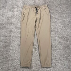 UNRL Men's Jogger Tapered Elastic Waist Athletic Performance L Tan